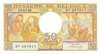 Belgium 50 Francs, 1948-1956 - Issued note obverse