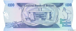 Belize 100 Dollars, 1983-1989 reverse