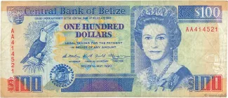 Belize 100 Dollars, 1990-1994