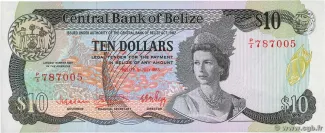 Belize 10 Dollars, 1983