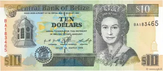 Belize 10 Dollars, 1996