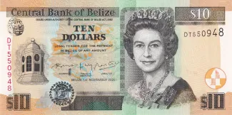 Belize 10 Dollars, 1997-2020