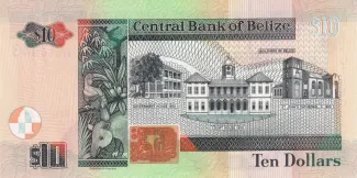 Belize 10 Dollars, 1997-2020 reverse