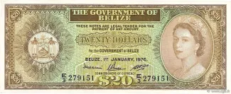 Belize 20 Dollars, 1974-1976