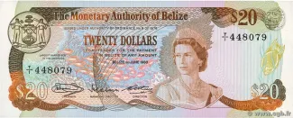 Belize 20 Dollars, 1980