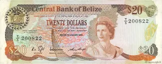 Belize 20 Dollars, 1986-1987