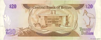 Belize 20 Dollars, 1986-1987 reverse