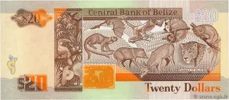 Belize 20 Dollars, 1990 reverse