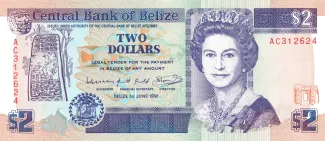Belize 2 Dollars, 1990-1991