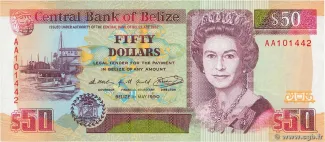 Belize 50 Dollars, 1990-1991