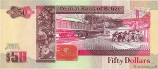 Belize 50 Dollars, 1990-1991 reverse