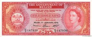 Belize 5 Dollars, 1975-1976
