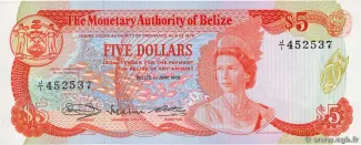 Belize 5 Dollars, 1980