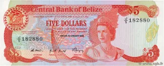 Belize 5 Dollars, 1987-1989