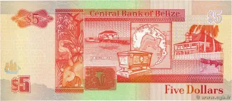 Belize 5 Dollars, 1996 reverse