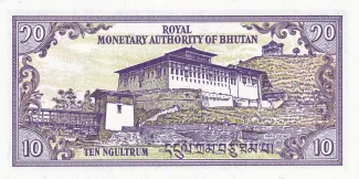 Bhutan 10 Ngultrum, 1986-2000 reverse