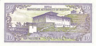 Bhutan 10 Ngultrum, 2000 reverse