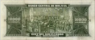 Bolivia 10.000 Bolivianos, 1945 reverse