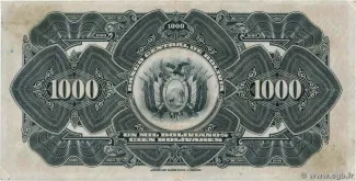 Bolivia 1.000 Bolivianos, 1928 reverse