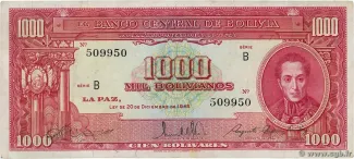 Bolivia 1.000 Bolivianos, 1945
