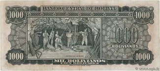 Bolivia 1.000 Bolivianos, 1945 reverse