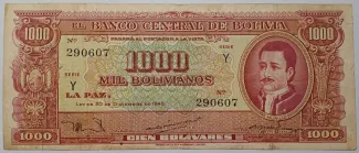 Bolivia 1.000 Bolivianos, 1945