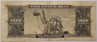 Bolivia 1.000 Bolivianos, 1945 reverse
