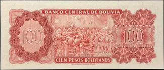 Bolivia 100 Pesos, 1962 reverse