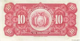Bolivia 10 Bolivianos, 1928 reverse