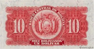 Bolivia 10 Bolivianos, 1928 reverse