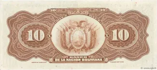 Bolivia 10 Bolivianos, 1929 reverse