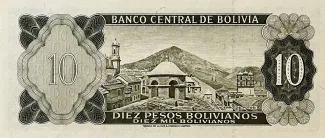 Bolivia 10 Pesos, 1962 reverse