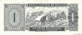 Bolivia 1 Peso, 1962 reverse