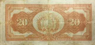 Bolivia 20 Bolivianos 1929, 1929 reverse