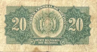 Bolivia 20 Bolivianos, 1928 reverse