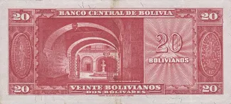 Bolivia 20 Bolivianos, 1945 reverse