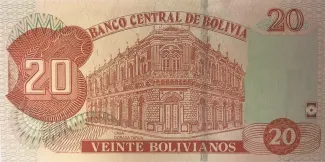 Bolivia 20 Bolivianos, 2001-2017 reverse
