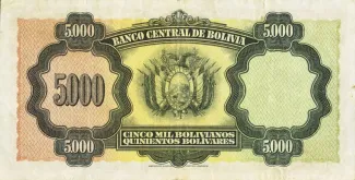Bolivia 5.000 Bolivianos, 1942 reverse