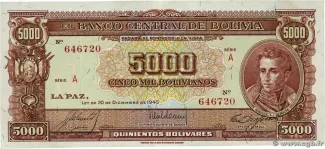 Bolivia 5.000 Bolivianos, 1945