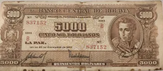 Bolivia 5.000 Bolivianos, 1945