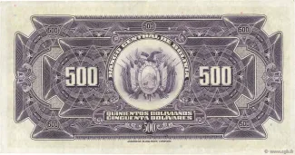 Bolivia 500 Bolivianos, 1928 reverse