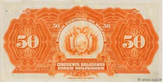 Bolivia 50 Bolivianos, 1928 reverse