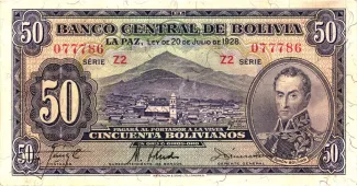 Bolivia 50 Bolivianos, 1928
