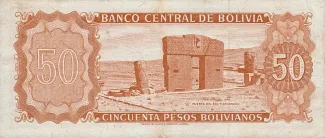 Bolivia 50 Pesos, 1962 reverse