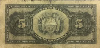 Bolivia 5 Bolivianos 1929, 1929 reverse