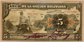 Bolivia 5 Bolivianos, 1911