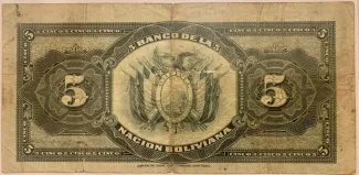 Bolivia 5 Bolivianos, 1911 reverse