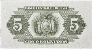 Bolivia 5 Bolivianos, 1928 reverse