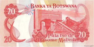 Botswana 20 Pula, 1982-1997 reverse