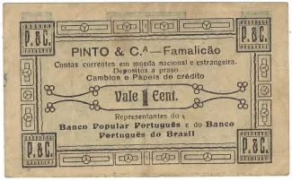 Braga, District of 1 Centavo, 1920 reverse